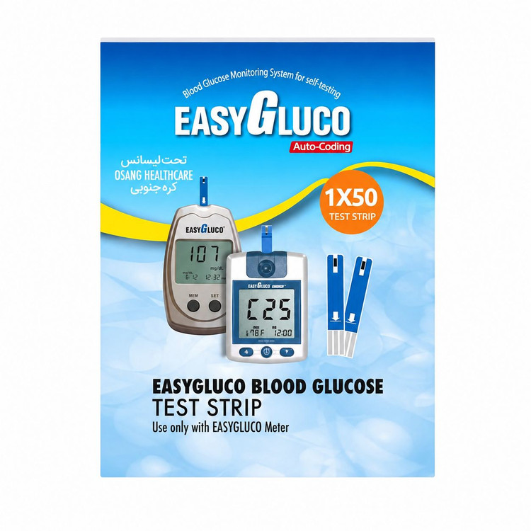 نوار تست قندخون ایزی گلوکو Easy Gluco بسته 50 عددی